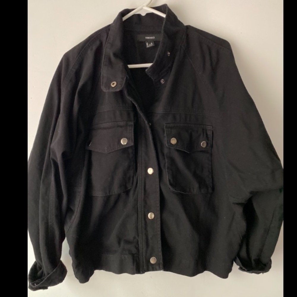 Oversized black denim jacket